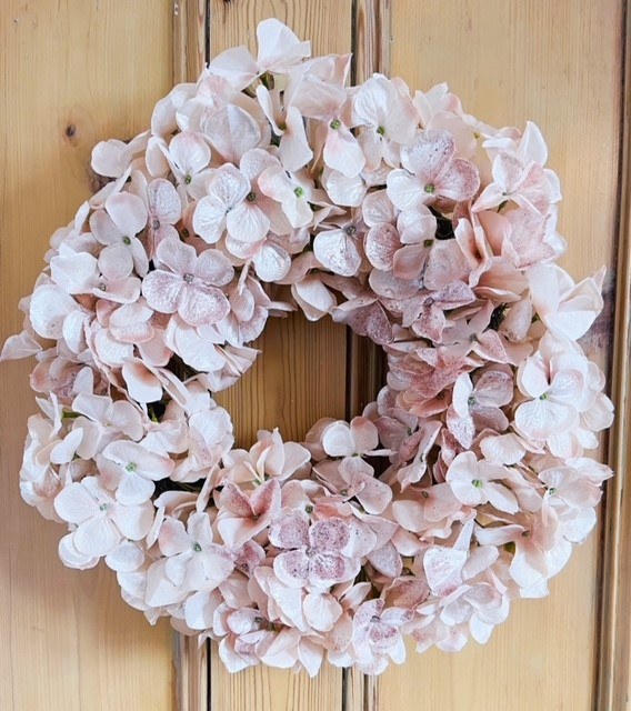 Picture of Hydrangea Wreath Blush Pink Glitter 42cm approx